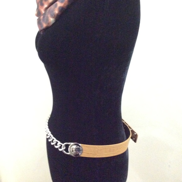 Michael Kors leather and silver tone chain belt - Picture 4 of 13